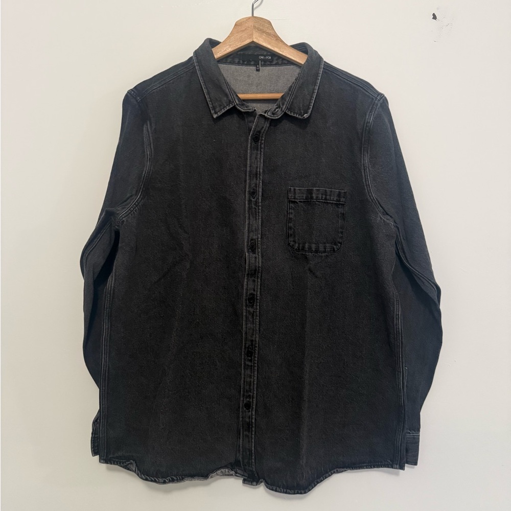 OAK + FORT Men's Washed Black Button-Up Shirt